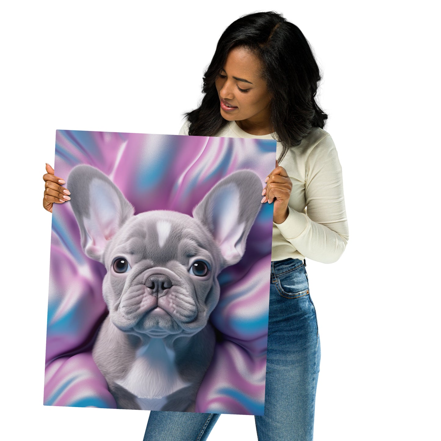 Bubble Gum Frenchie Metal Print