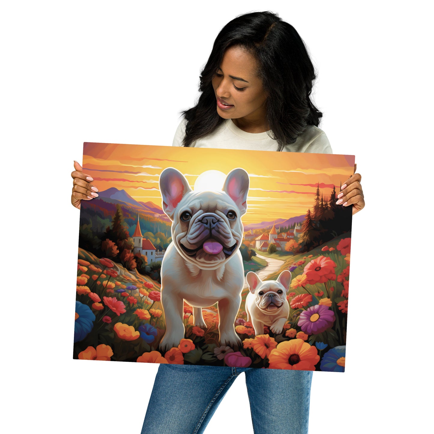 Frenchies on the Hill Metal Print
