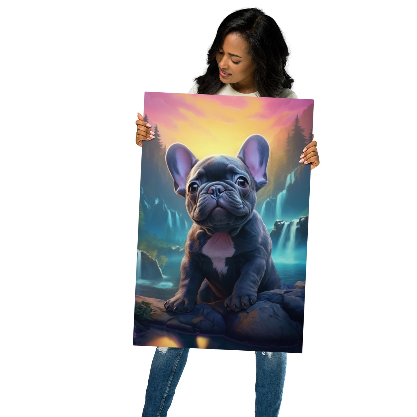 Pondering Frenchie - Metal Print