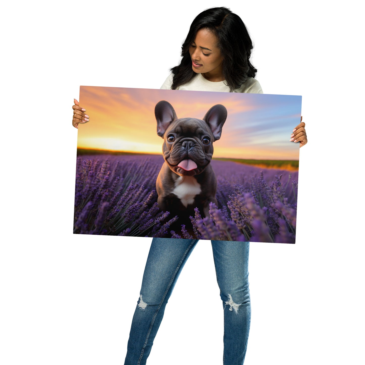 Frenchie's Floral Fantasy - Metal Print