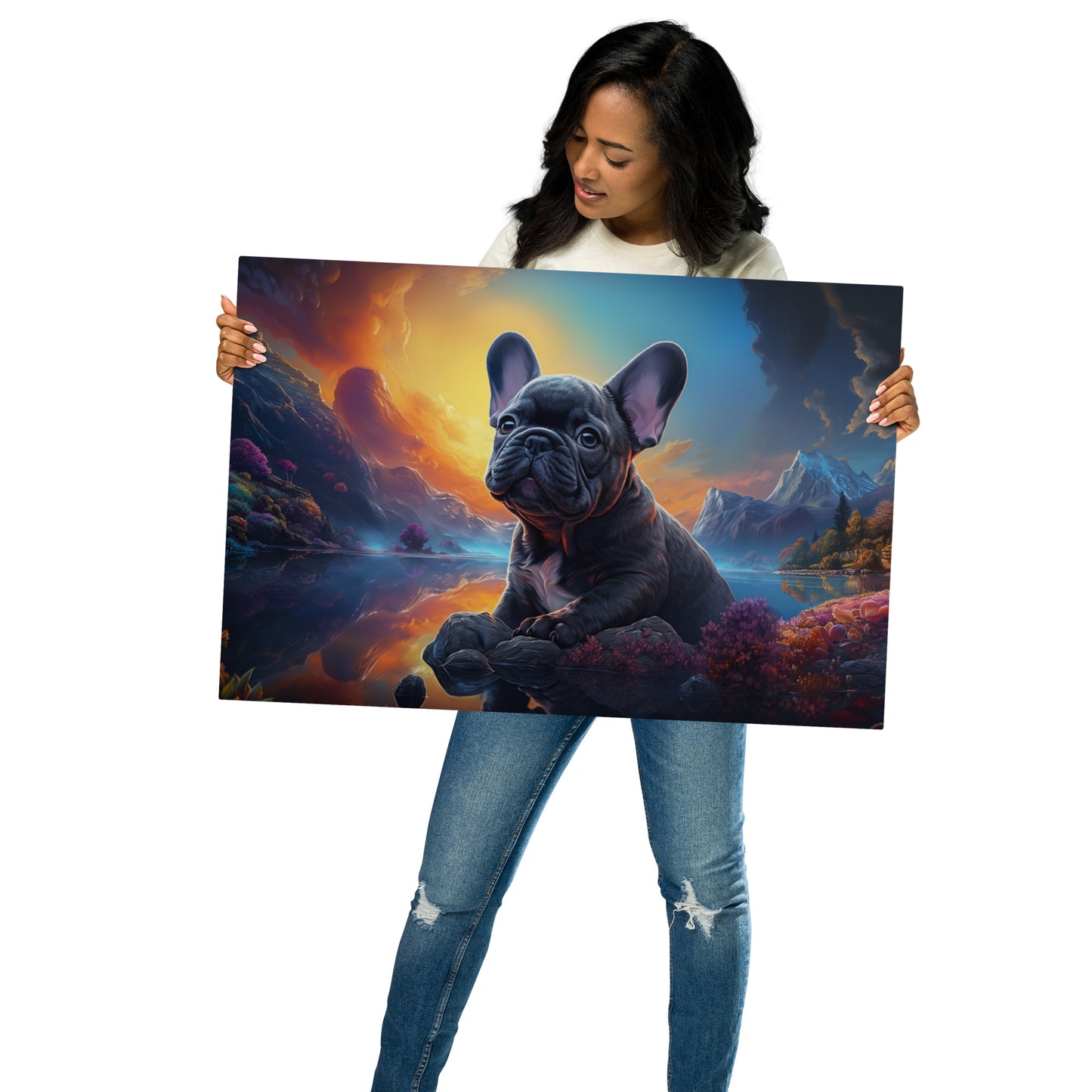 Pondering Frenchie - Metal Print