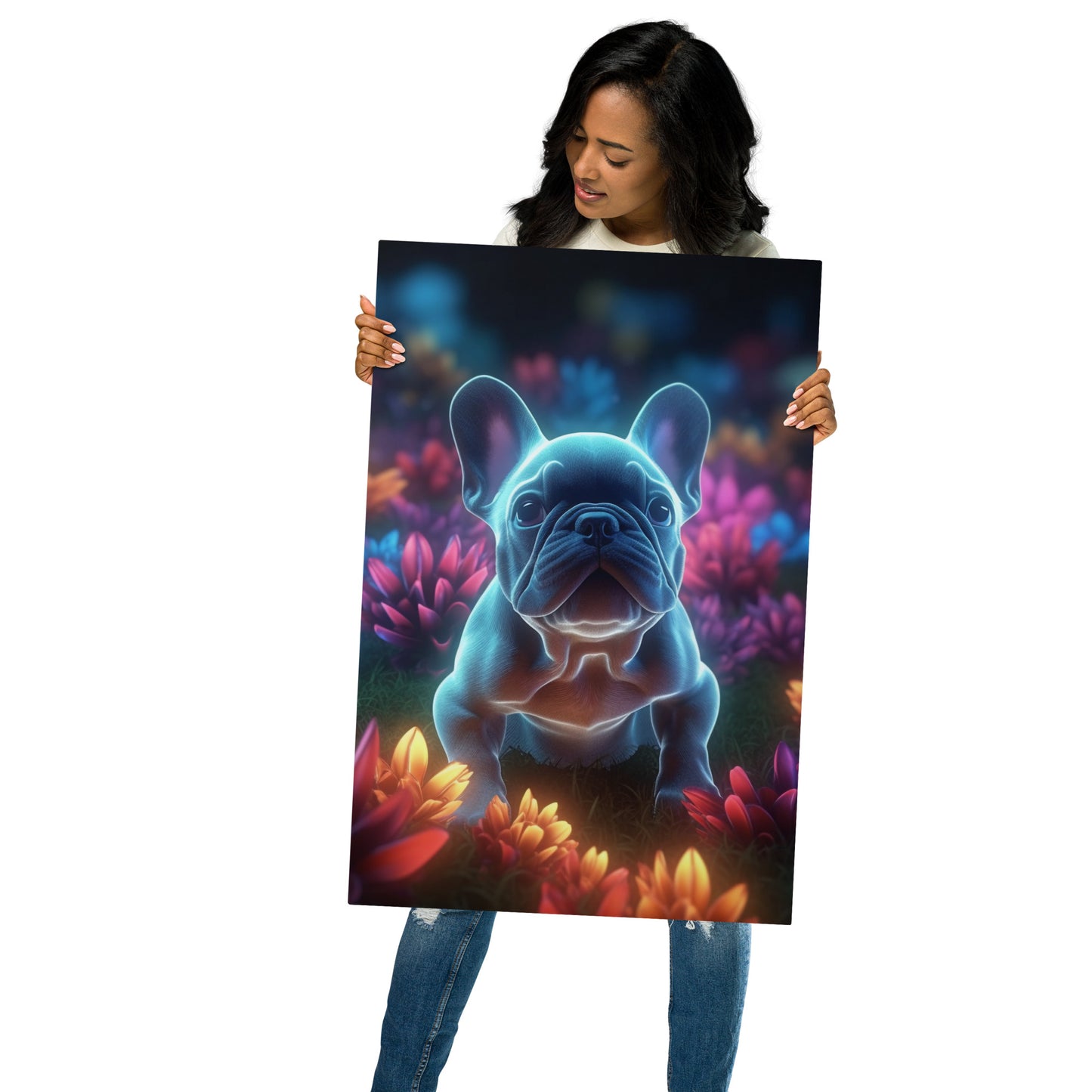 Neon Frenchie Metal Print