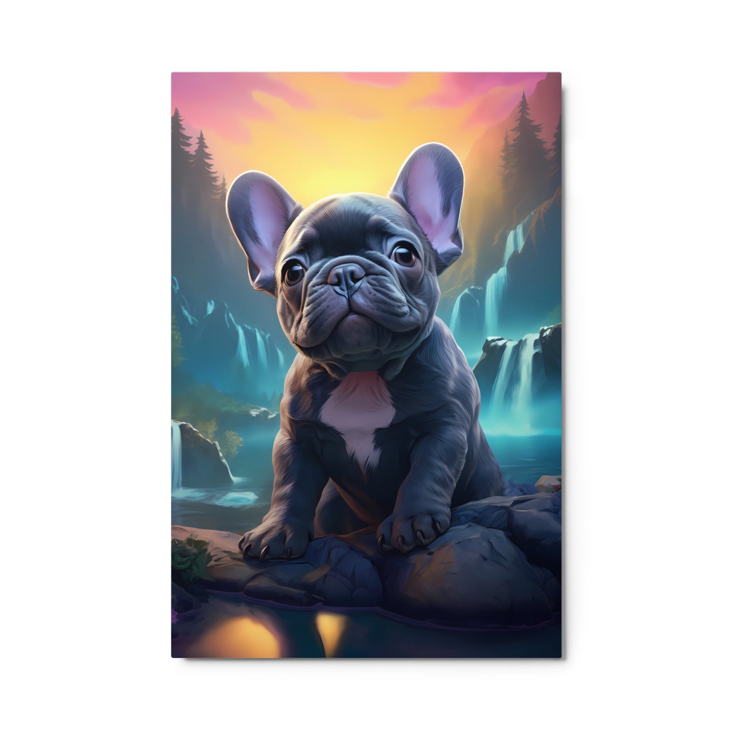 Pondering Frenchie - Metal Print