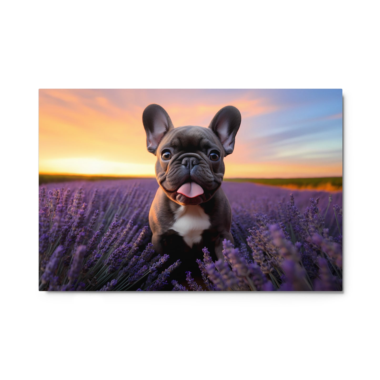 Frenchie's Floral Fantasy - Metal Print