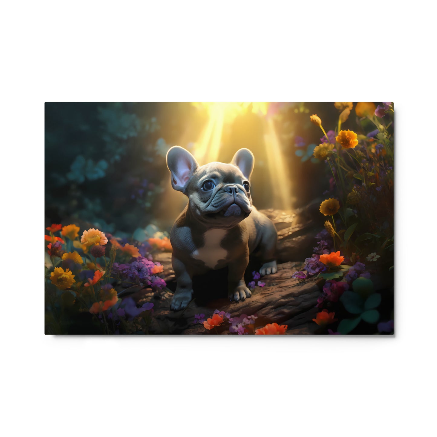 Flower Forest Frenchie - Metal Prints