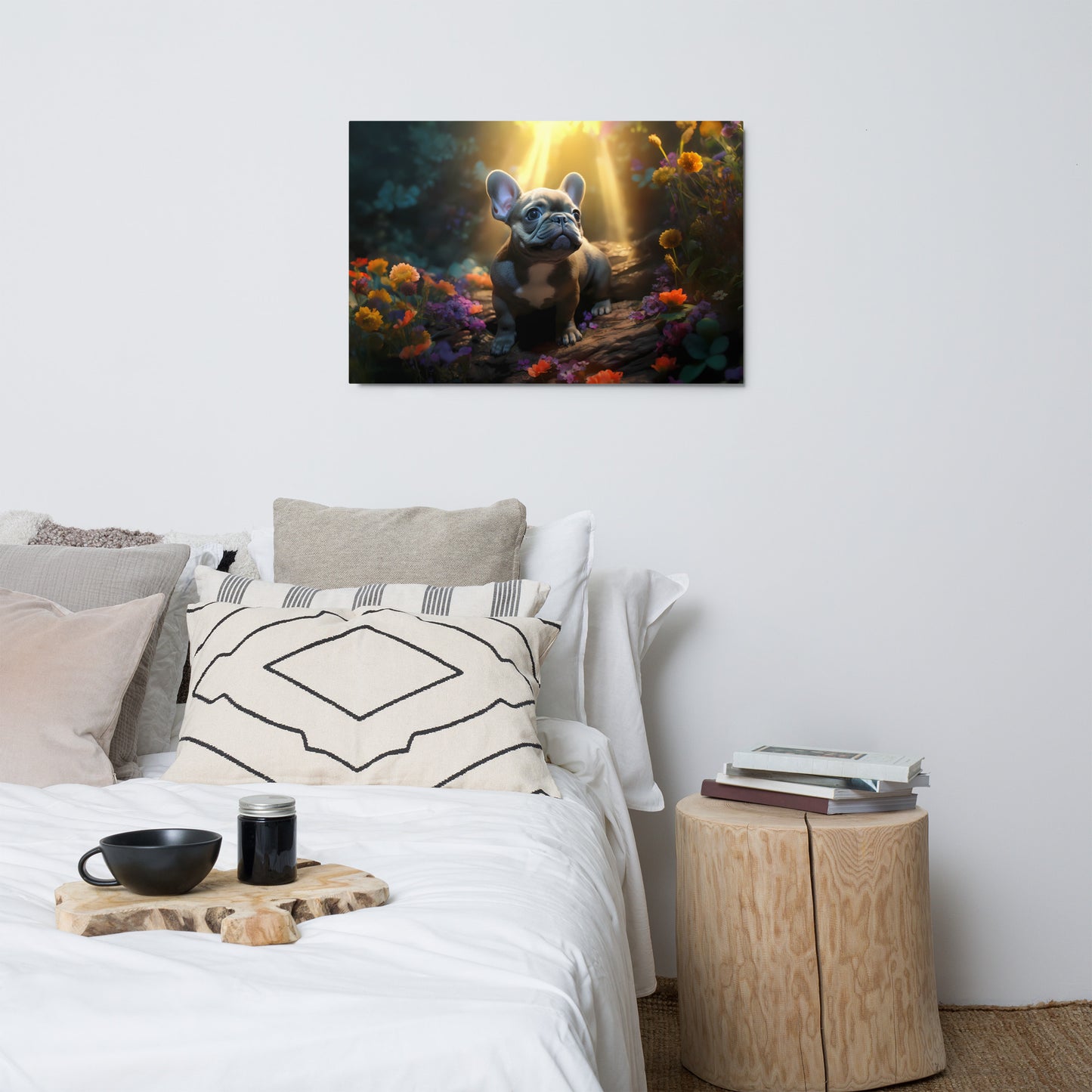 Flower Forest Frenchie - Metal Prints