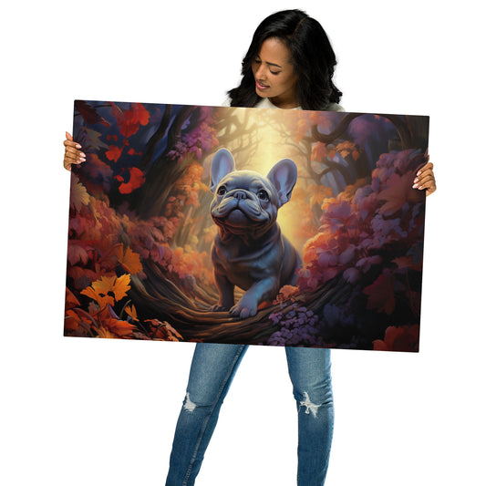 Fall Forest Frenchie Metal Print