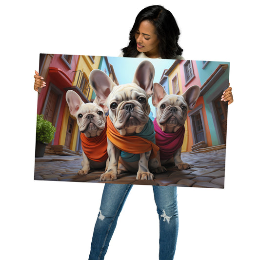 Frenchies in the Street Metal Print