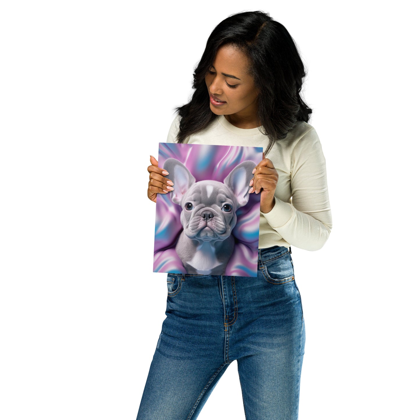 Bubble Gum Frenchie Metal Print