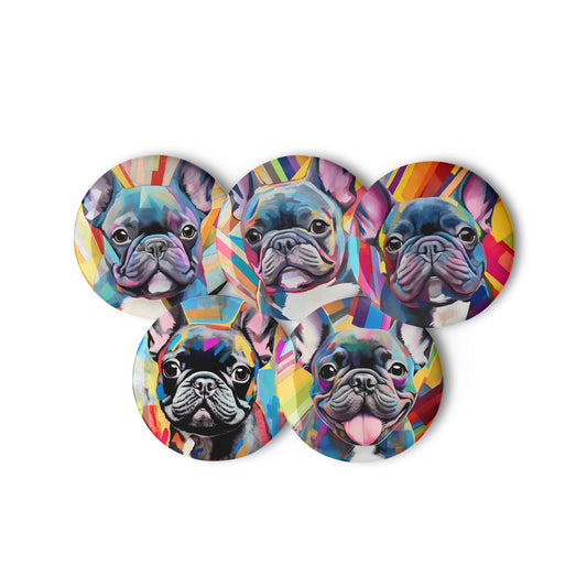 Paper Paint Frenchies Pin Button Set