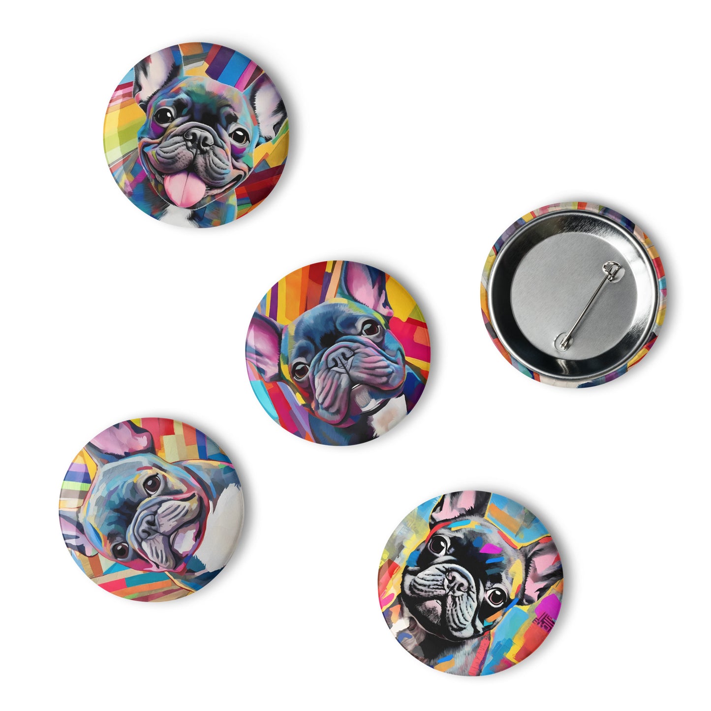 Paper Paint Frenchies Pin Button Set