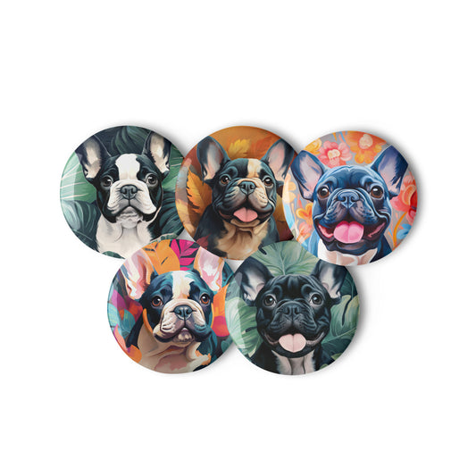 Flowers & Frenchies Pin Button Set