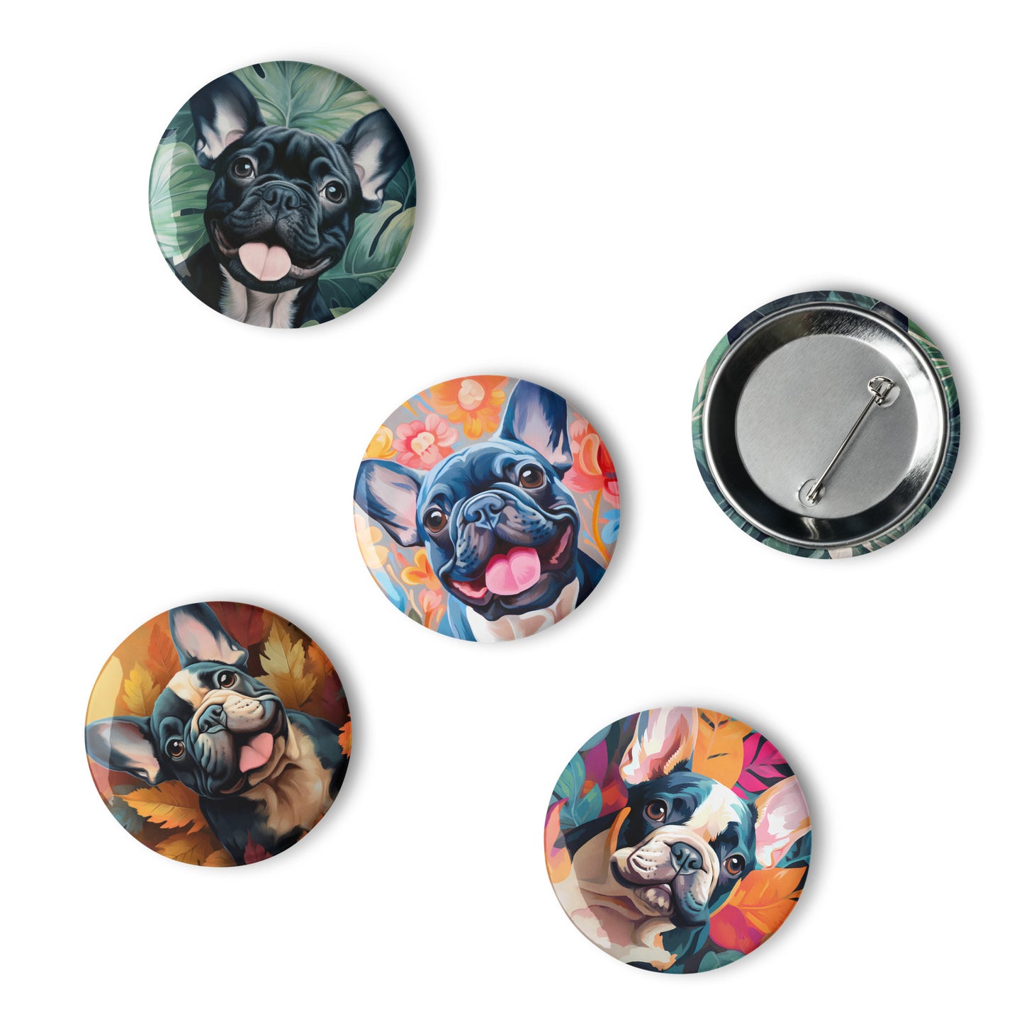 Flowers & Frenchies Pin Button Set
