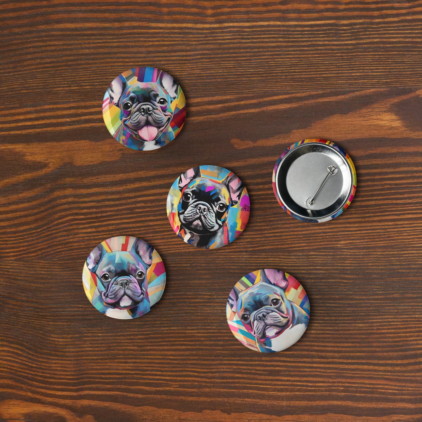 Paper Paint Frenchies Pin Button Set