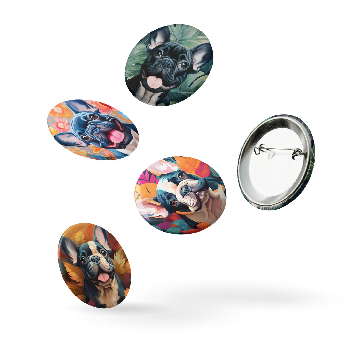 Flowers & Frenchies Pin Button Set