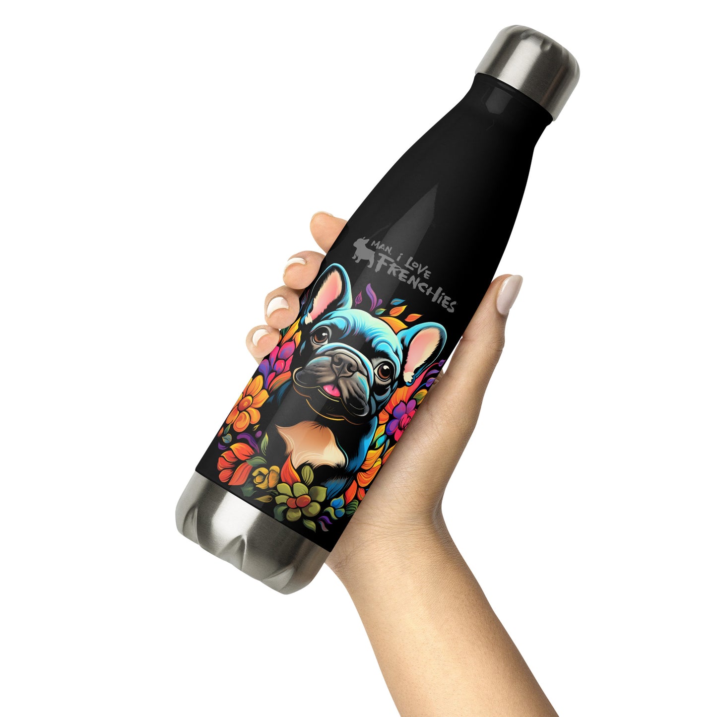 Flower Frenchie - Stainless Steel Water Bottle
