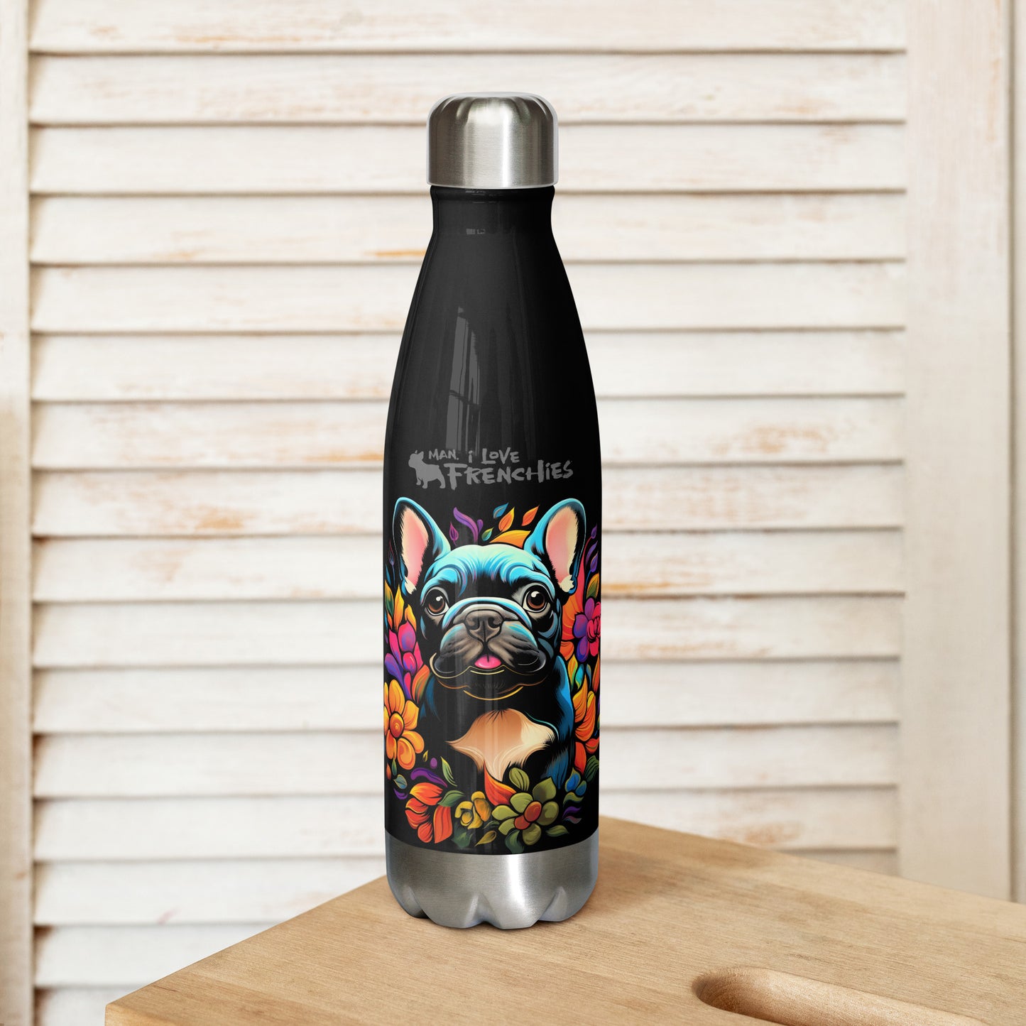 Flower Frenchie - Stainless Steel Water Bottle