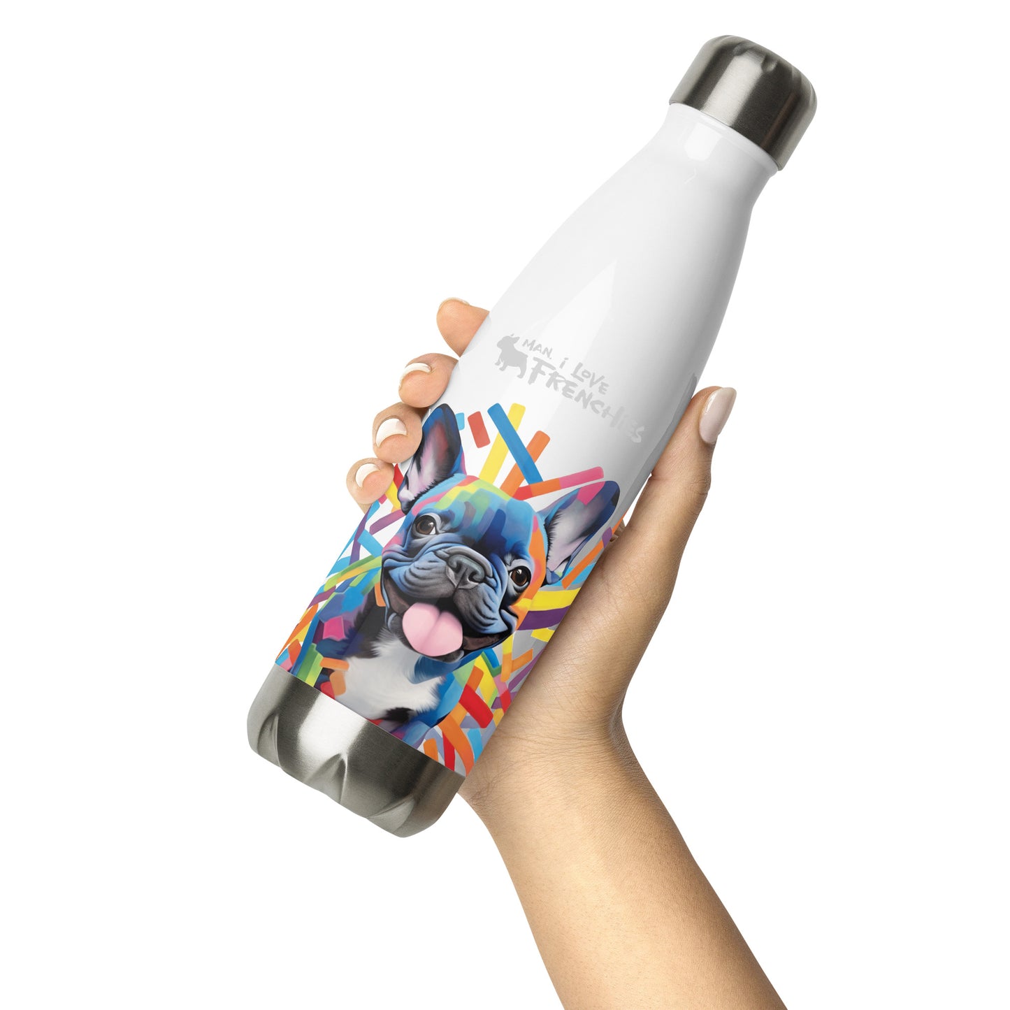 Stripey Frenchie - Stainless Steel Water Bottle