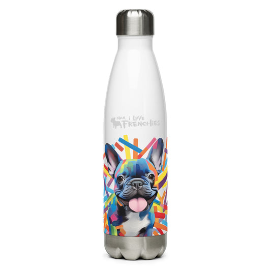 Stripey Frenchie - Stainless Steel Water Bottle