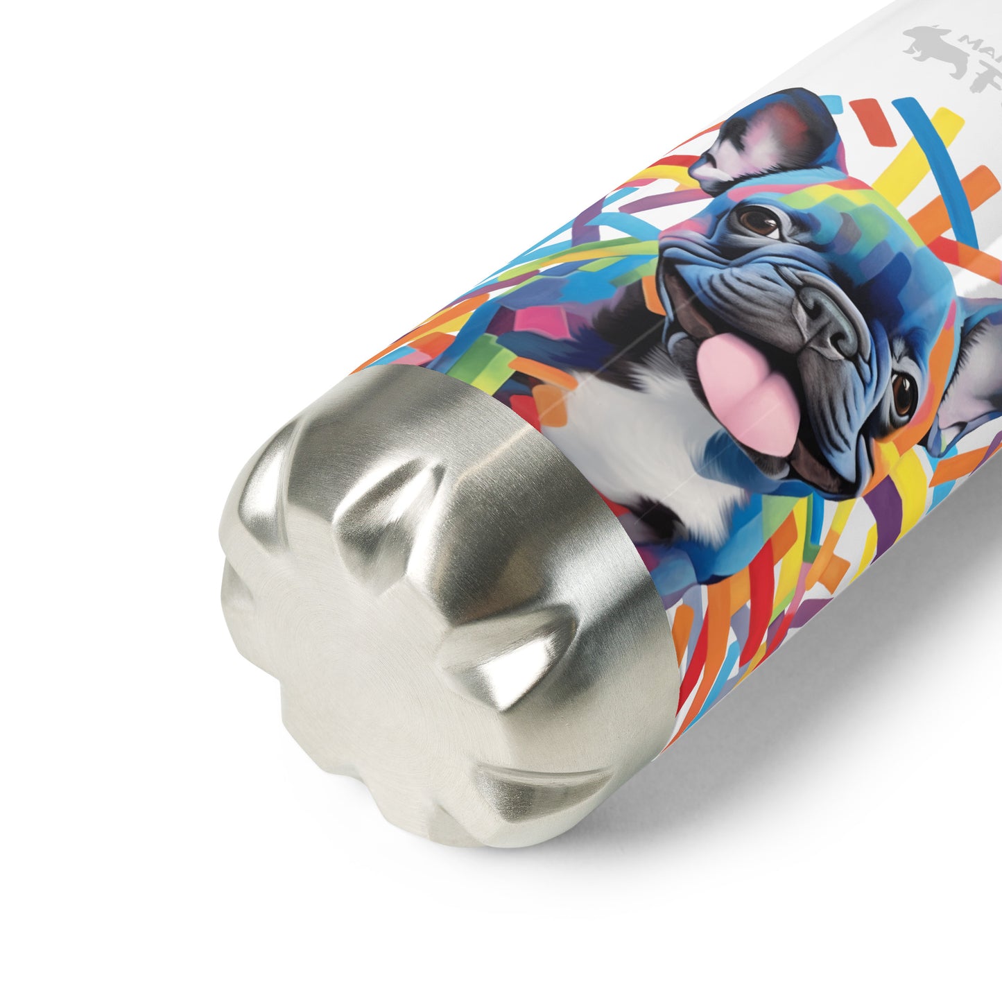 Stripey Frenchie - Stainless Steel Water Bottle