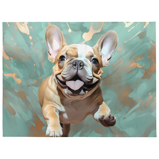 Gold Green Frenchie Blanket