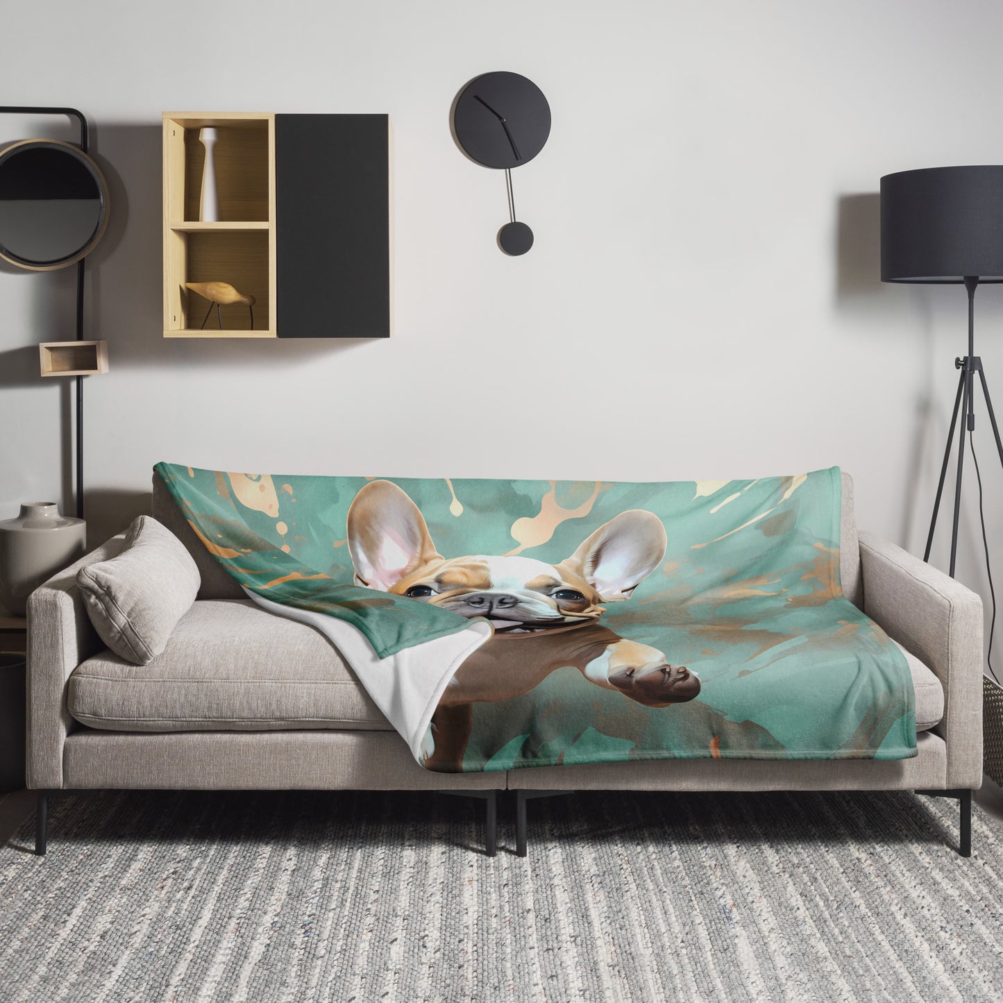 Gold Green Frenchie Blanket