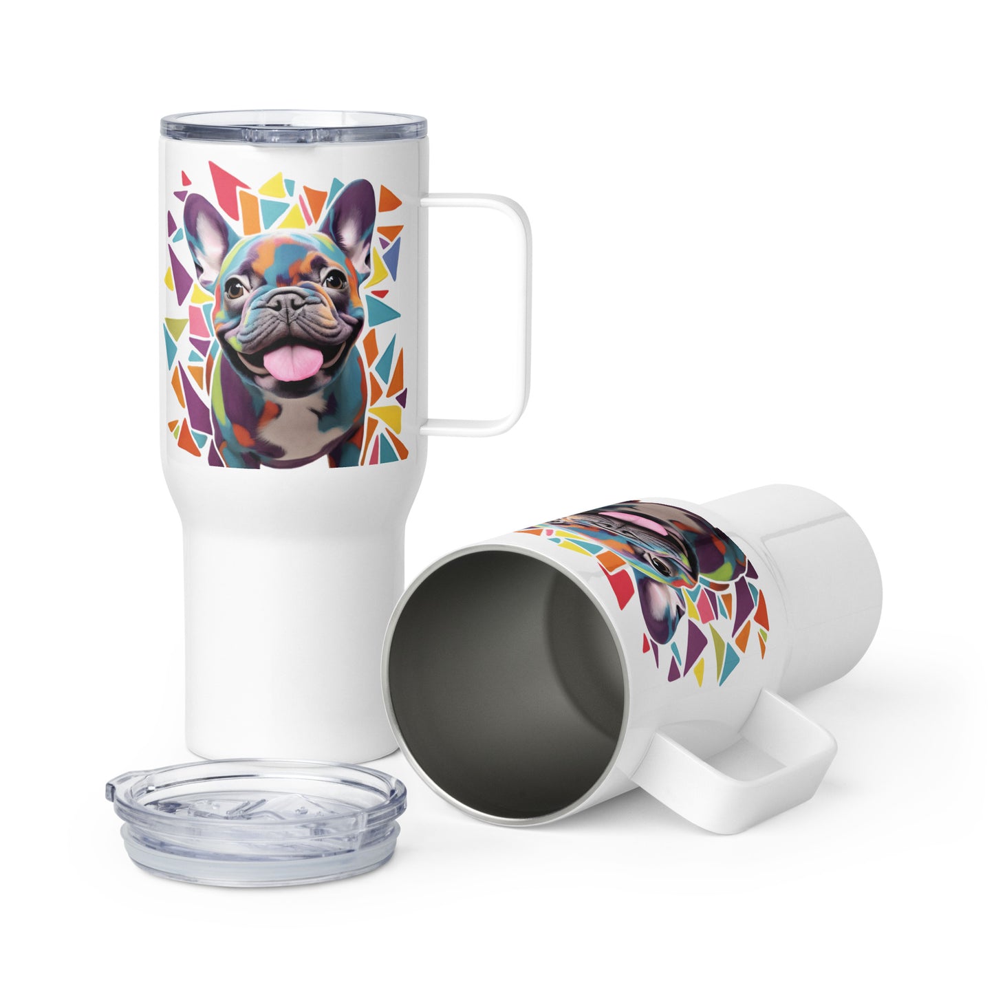 Geometric Frenchie Travel Mug