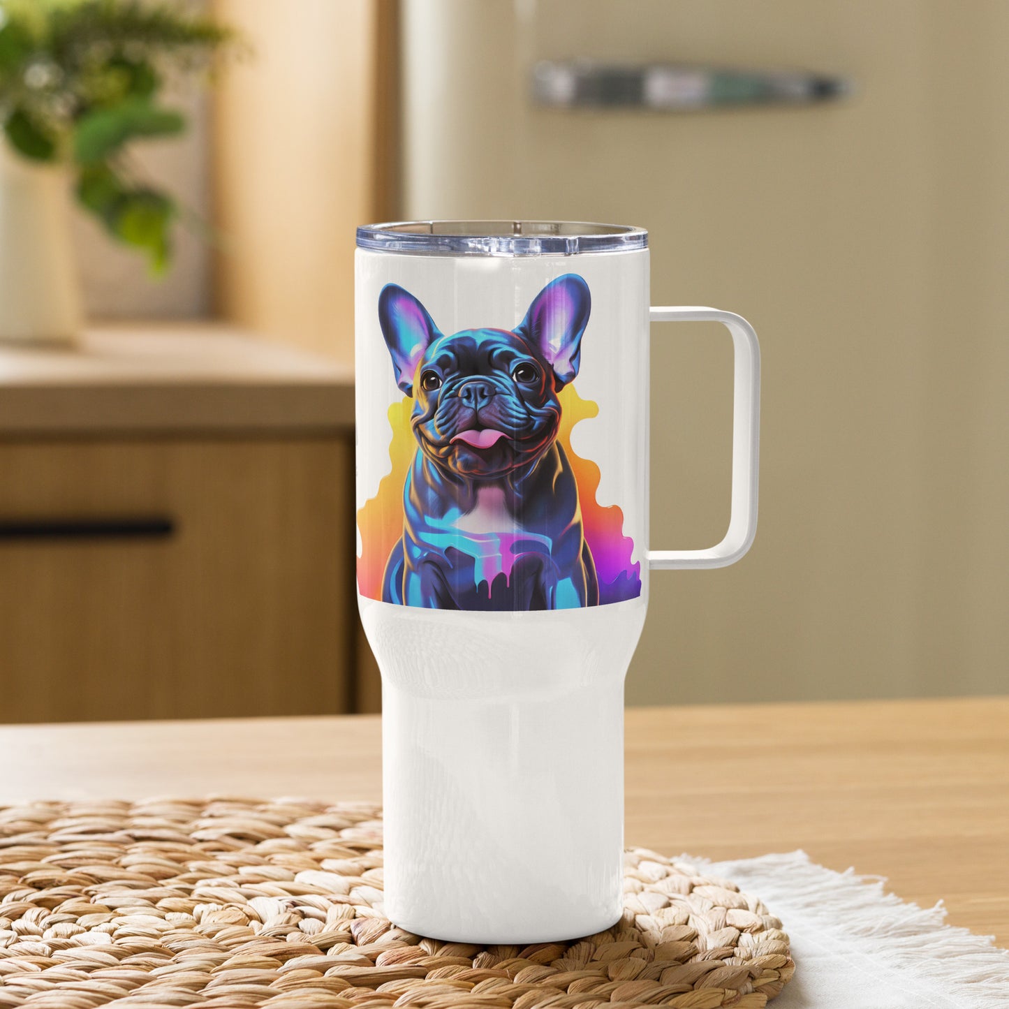 Neon Frenchie Travel Mug