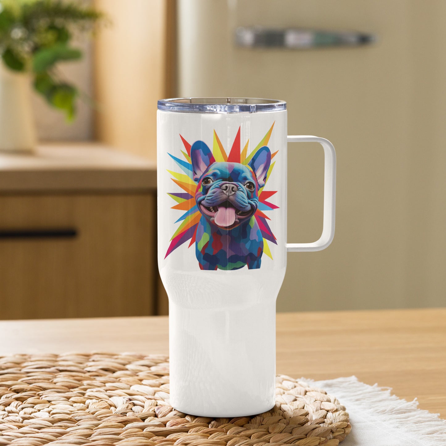 Blue Geometric Travel Mug
