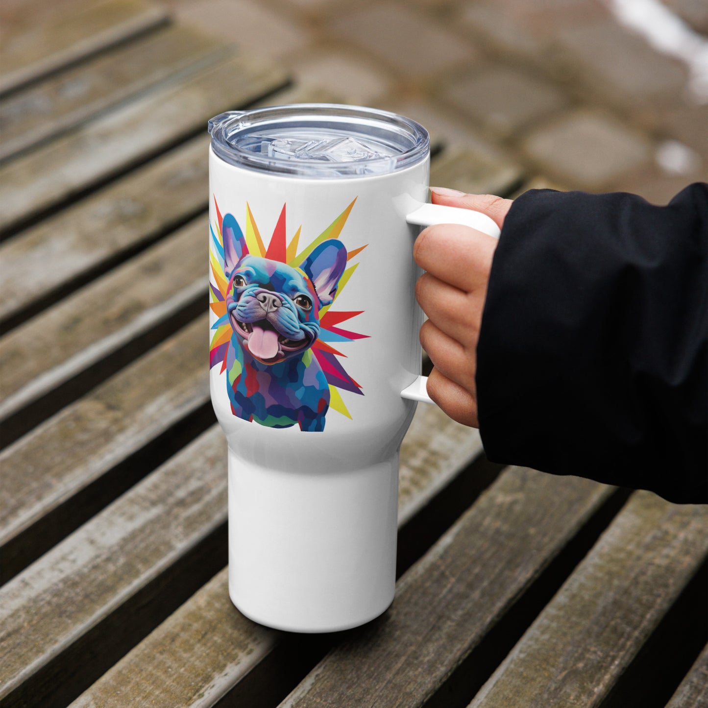 Blue Geometric Travel Mug