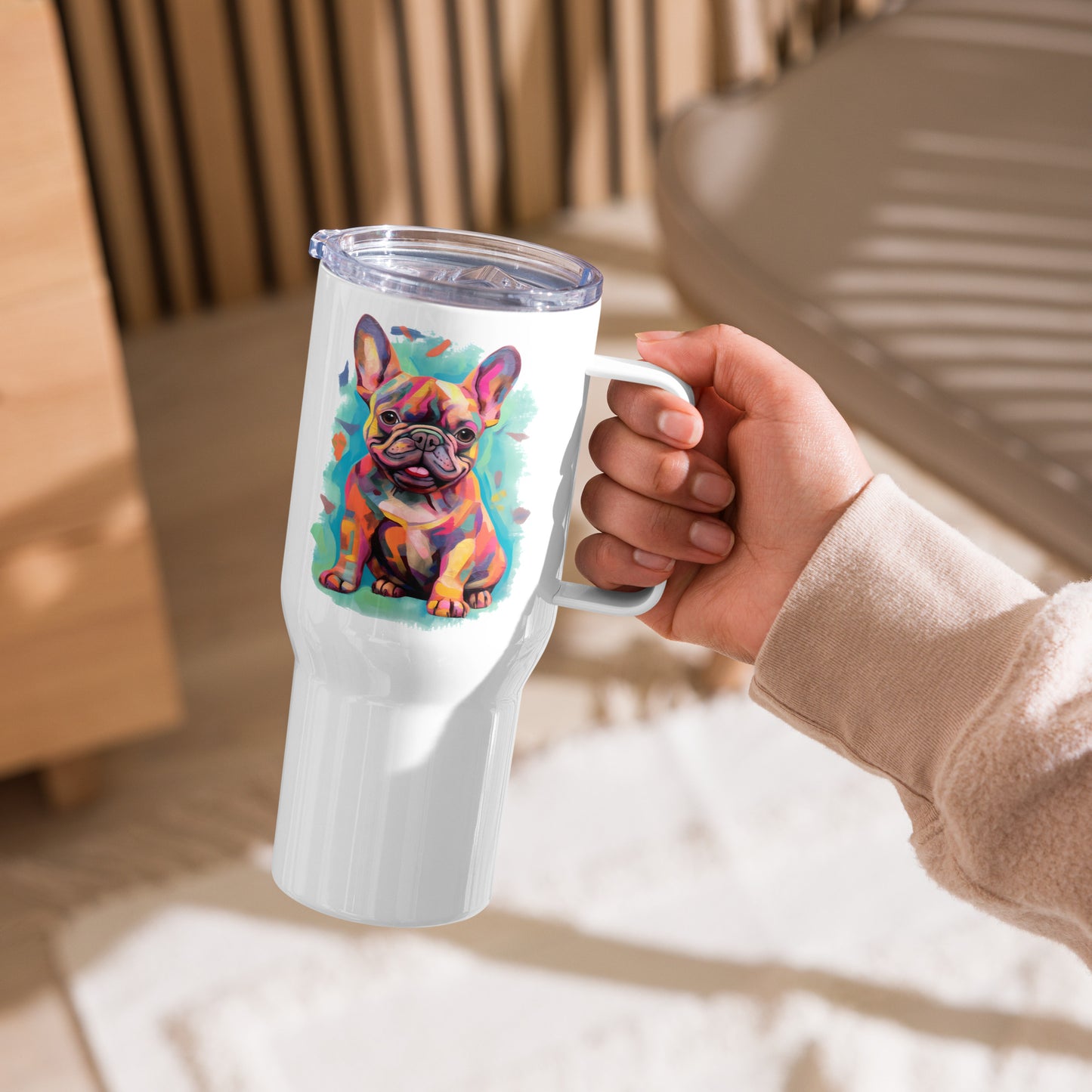 Watercolor Frenchie Travel Mug