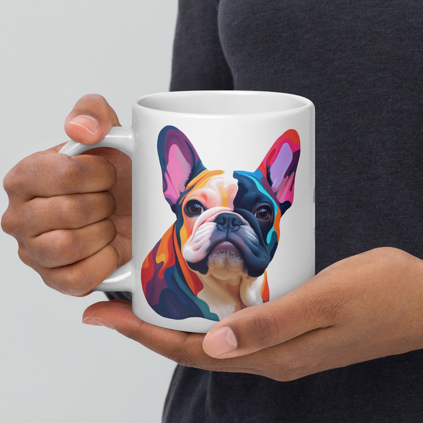 Vivid Pied Frenchie White Mug