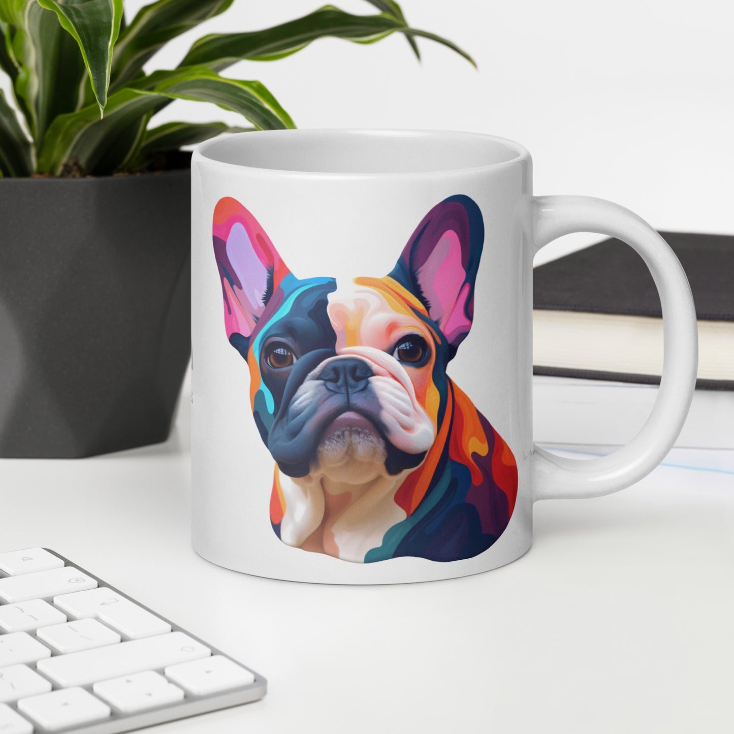 Vivid Pied Frenchie White Mug