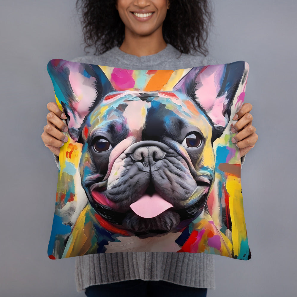 Abstract Frenchie Pillow