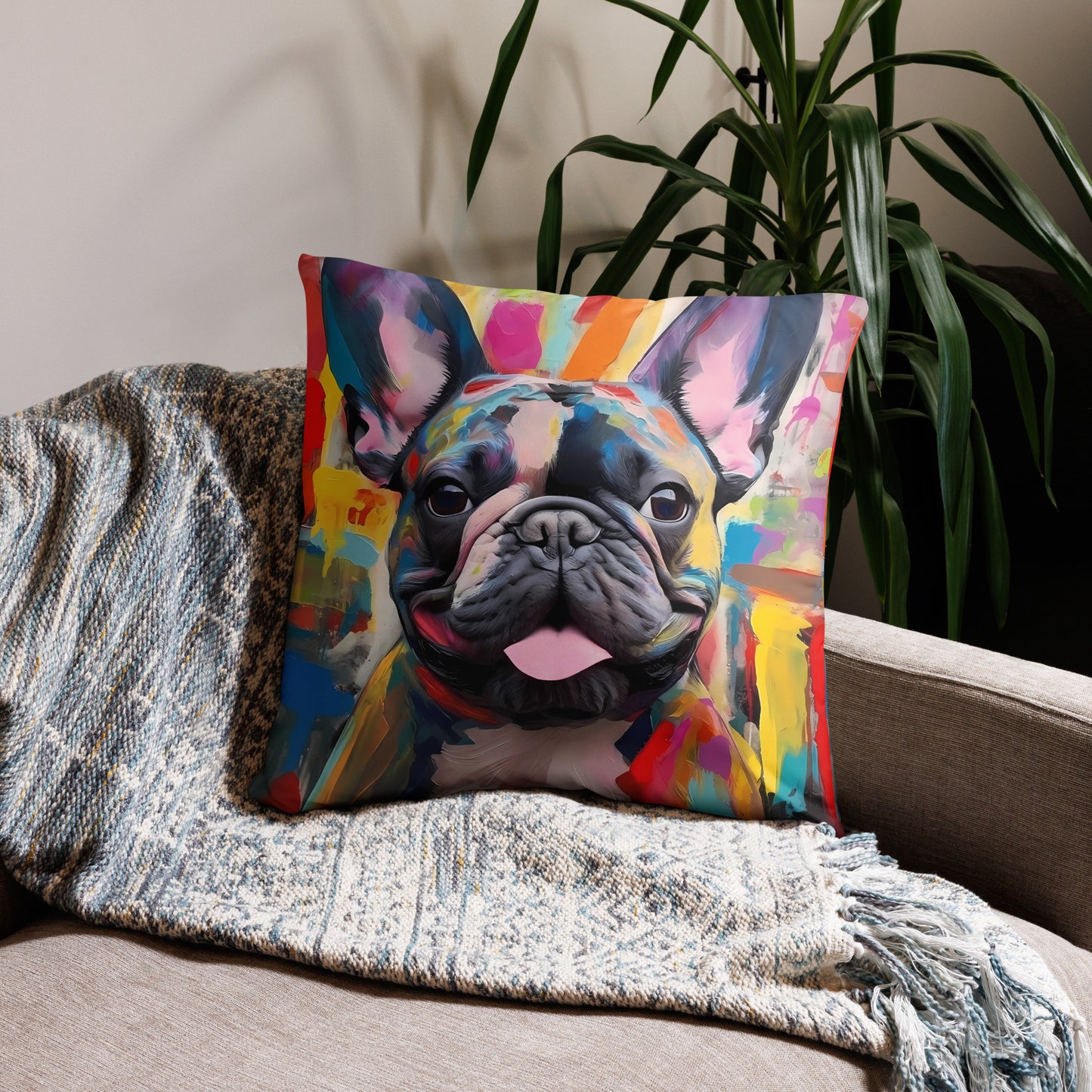 Abstract Frenchie Pillow