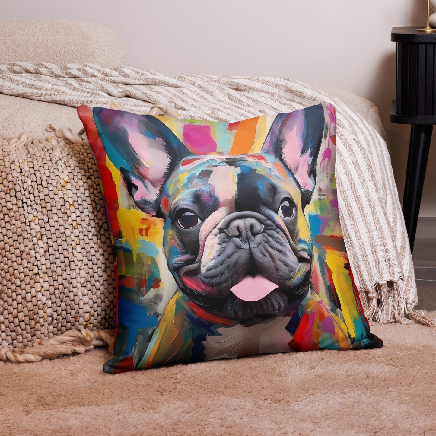 Abstract Frenchie Pillow