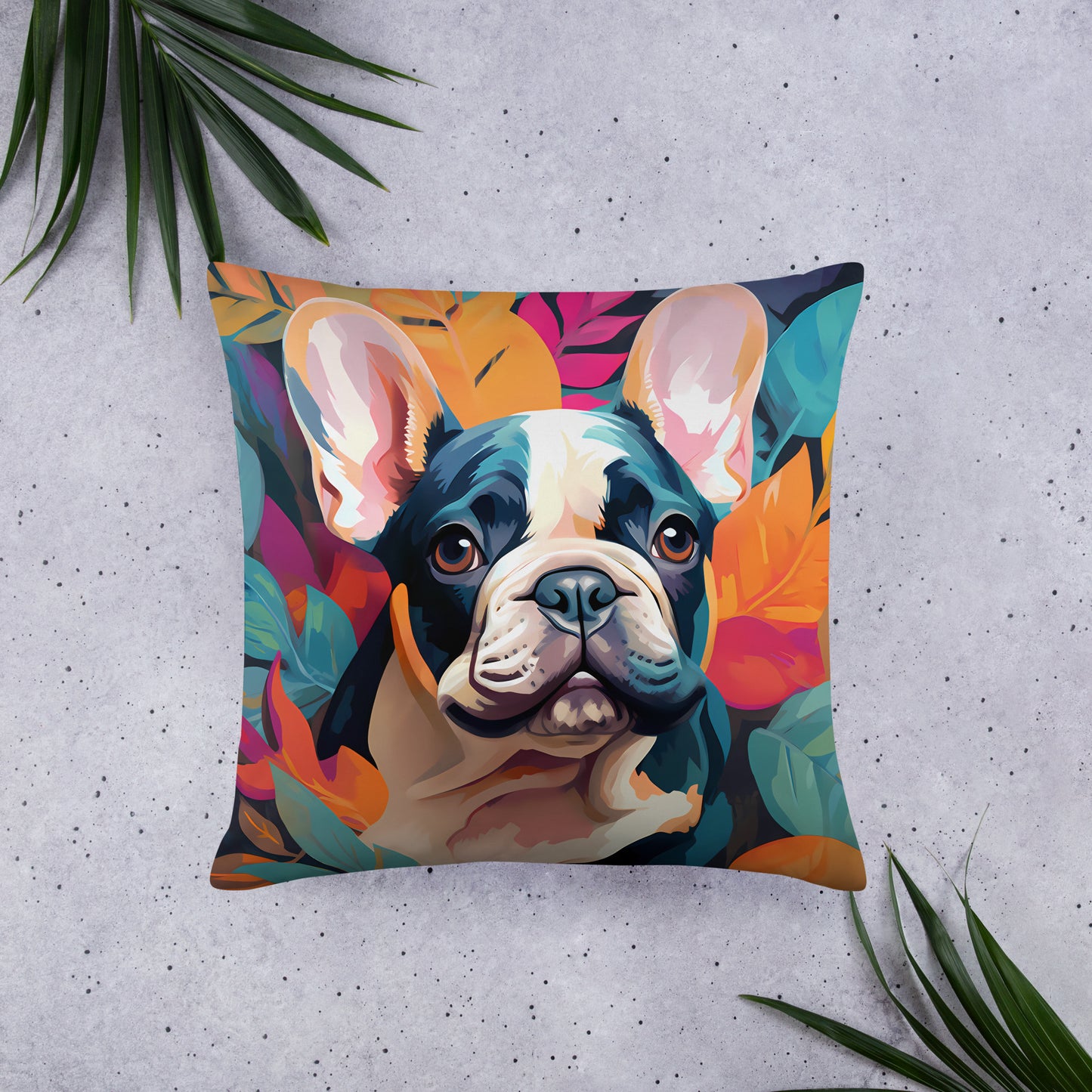 Tropical Frenchie Pillow