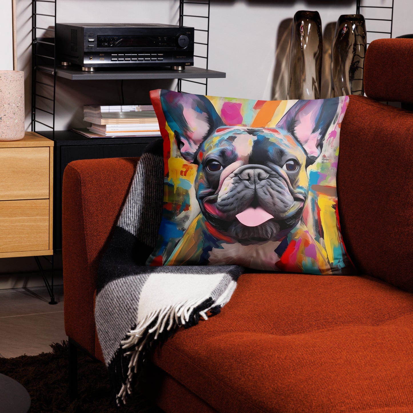 Abstract Frenchie Pillow