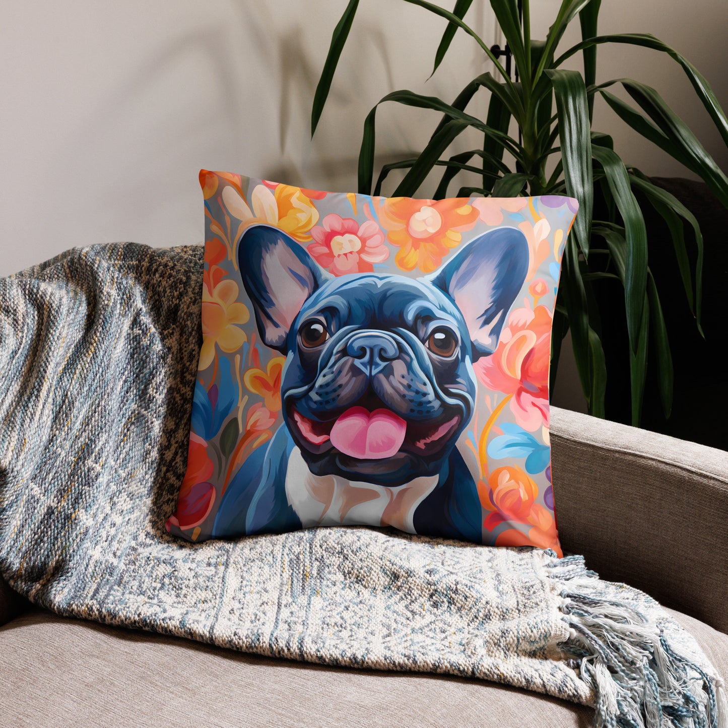 Flowers & Frenchies Pillow