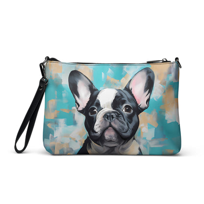 Teal Pied Frenchie Crossbody bag