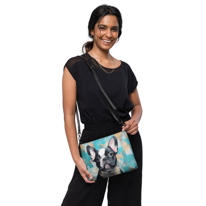 Teal Pied Frenchie Crossbody bag