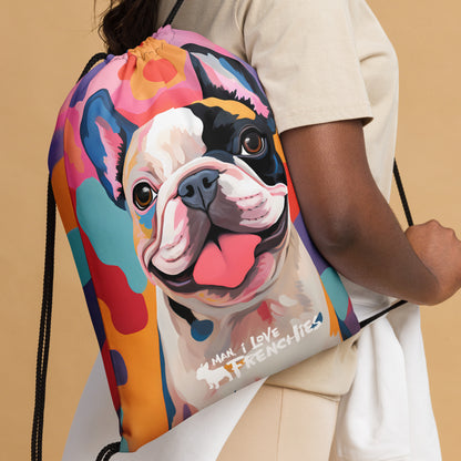 Pied Frenchie Drawstring bag