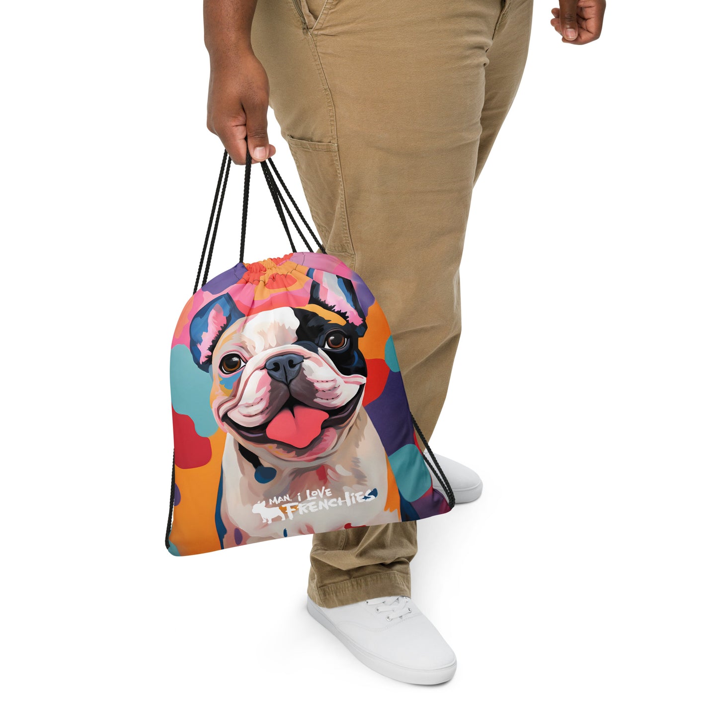 Pied Frenchie Drawstring bag