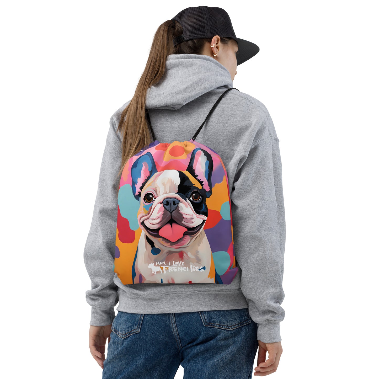 Pied Frenchie Drawstring bag