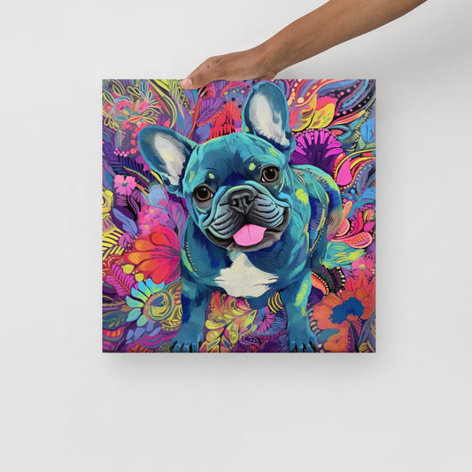 Botanic Bulldog Bliss Canvas Art