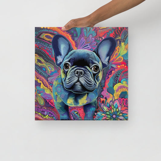 Floral Frenchie Fantasy Canvas Art