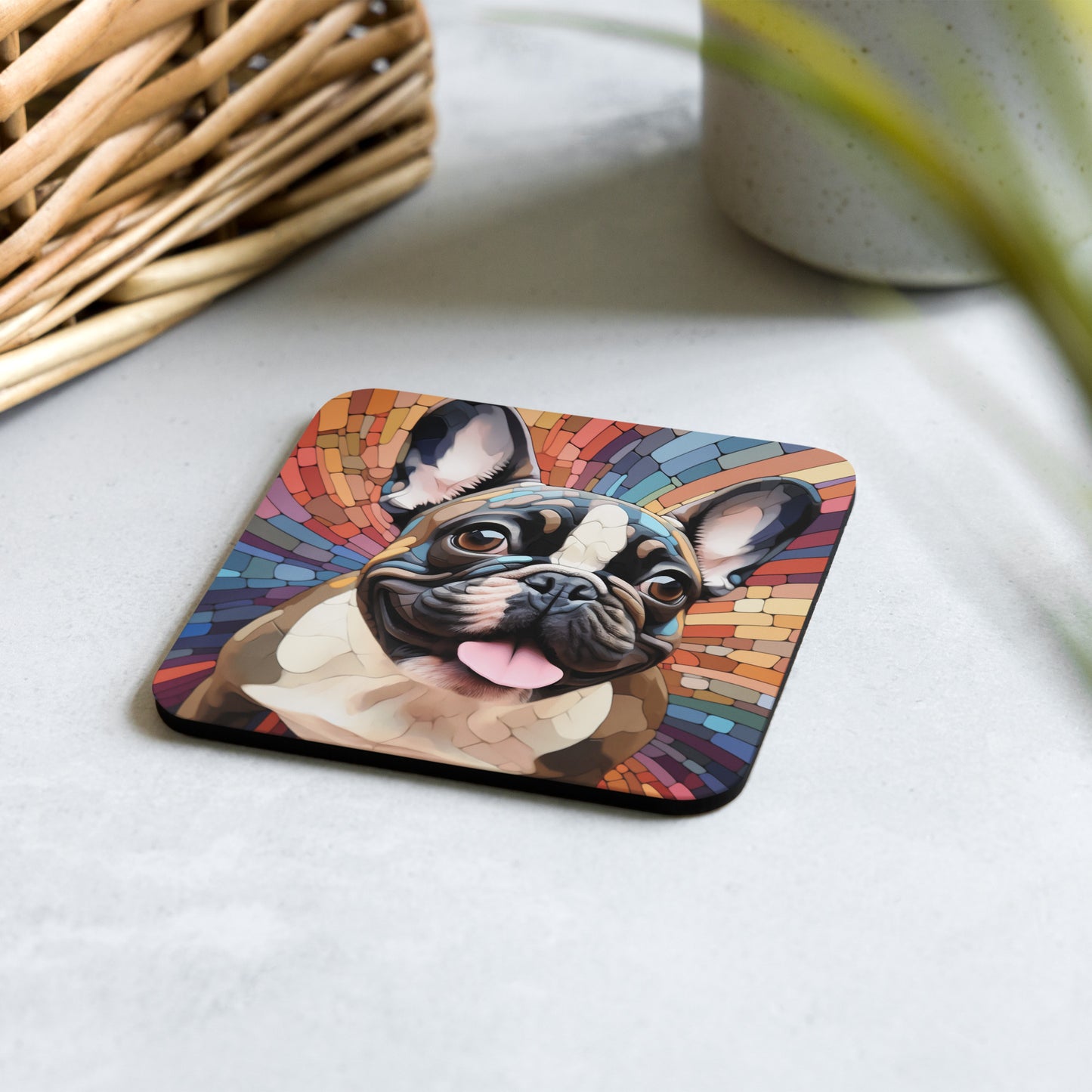 Modern Abstract Frenchie Coaster