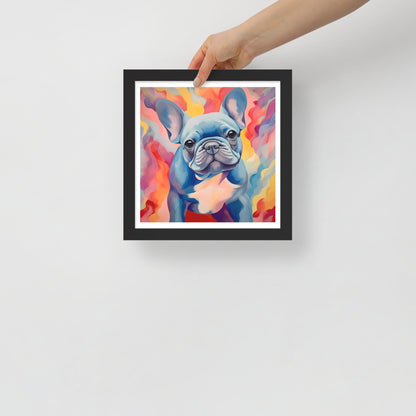 Aqua Aura Frenchie Framed Poster