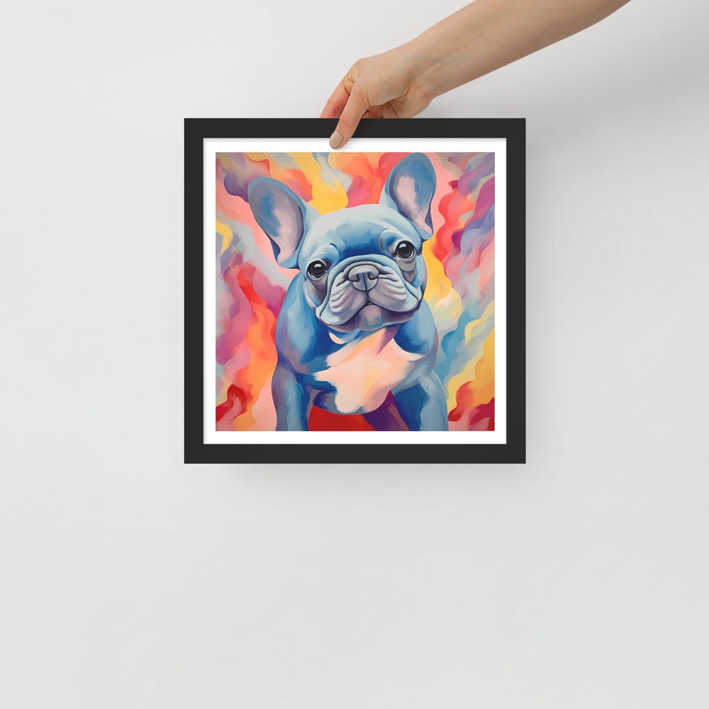 Aqua Aura Frenchie Framed Poster