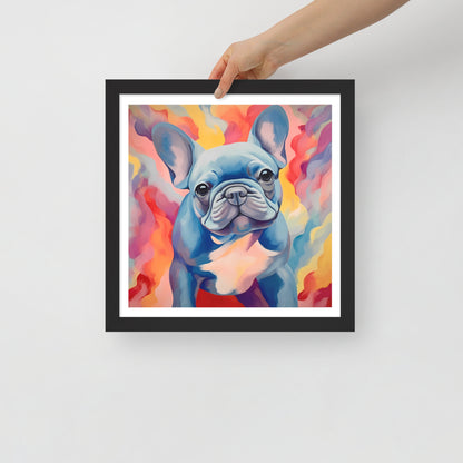 Aqua Aura Frenchie Framed Poster